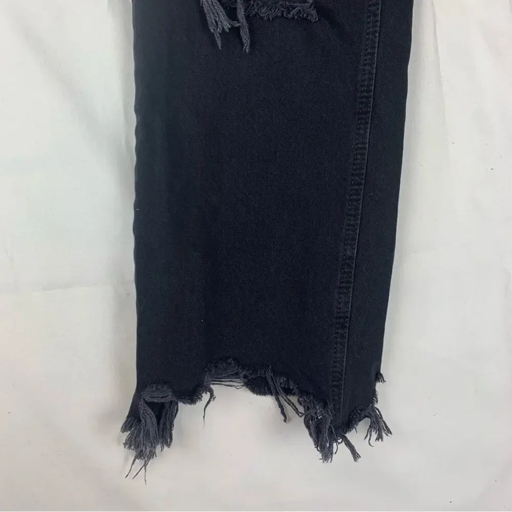 We the Free size 28 Black Distressed Wide Leg crop Jeans